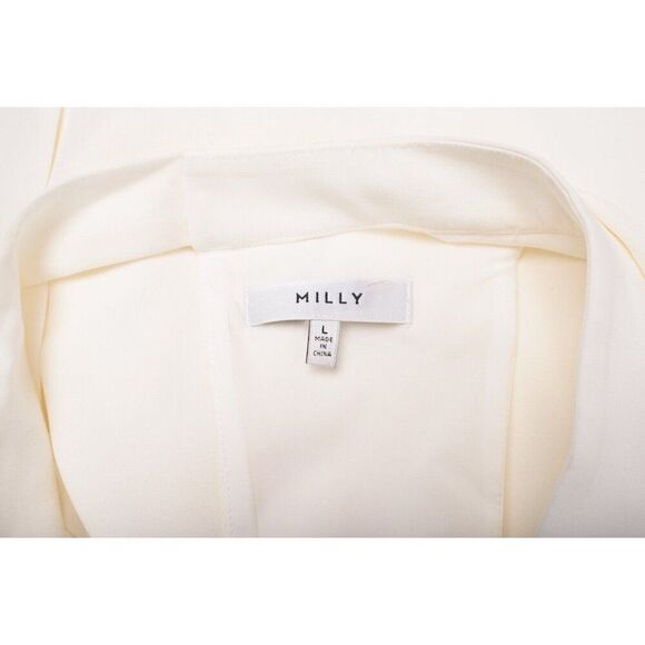 Milly Womans Daphne Cady Blouse Shirt Top Size L Off White Ecru Tie Back Bow nwt - Picture 7 of 7